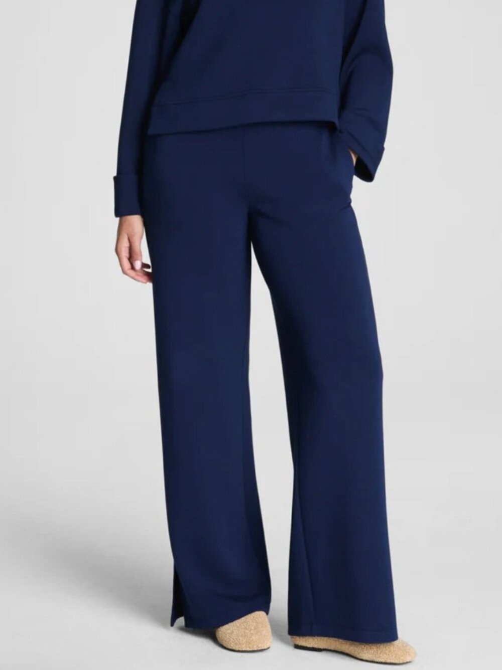 NWT SPANX AirEssentials® Zero Waistband Wide Leg Pant | Navy Reg SM